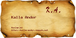 Kalla Andor névjegykártya