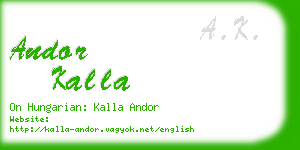 andor kalla business card